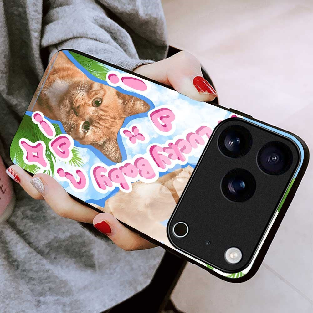 For iPhone 17 Pro Max Case TPU PC Tempered Glass Pattern Printing Anti Drop Phone Back Cover - B0237