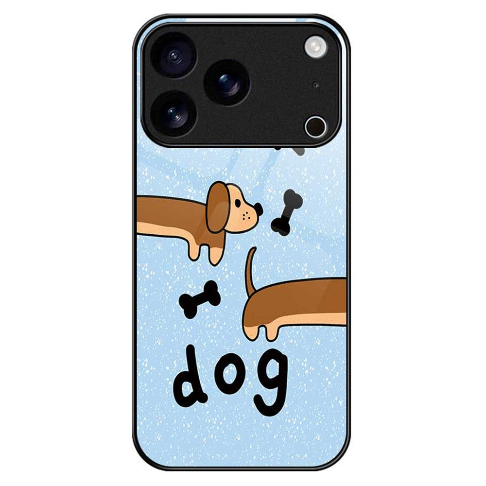 For iPhone 17 Pro Max Case TPU PC Tempered Glass Pattern Printing Anti Drop Phone Back Cover - B0238