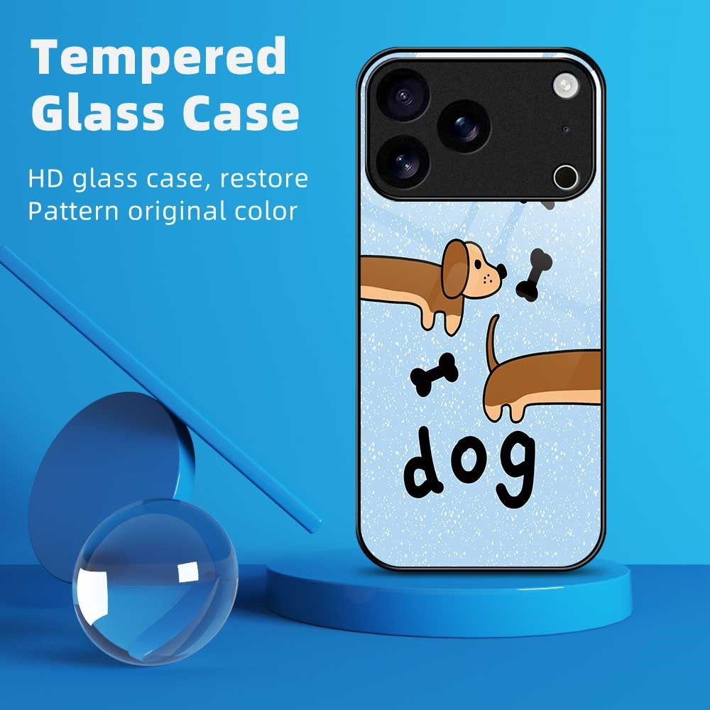 For iPhone 17 Pro Max Case TPU PC Tempered Glass Pattern Printing Anti Drop Phone Back Cover - B0238