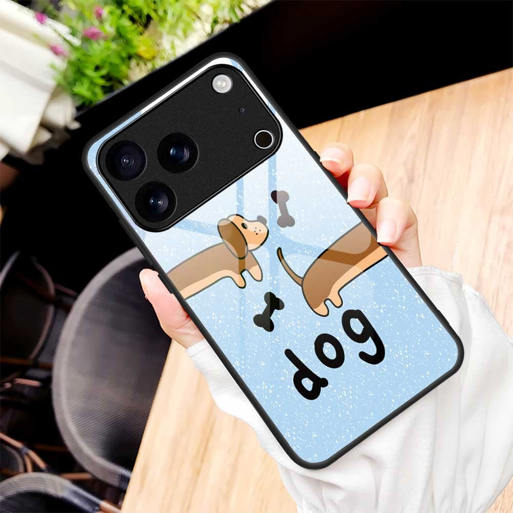 For iPhone 17 Pro Max Case TPU PC Tempered Glass Pattern Printing Anti Drop Phone Back Cover - B0238