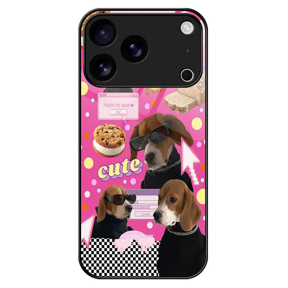 For iPhone 17 Pro Max Case TPU PC Tempered Glass Pattern Printing Anti Drop Phone Back Cover - B0241