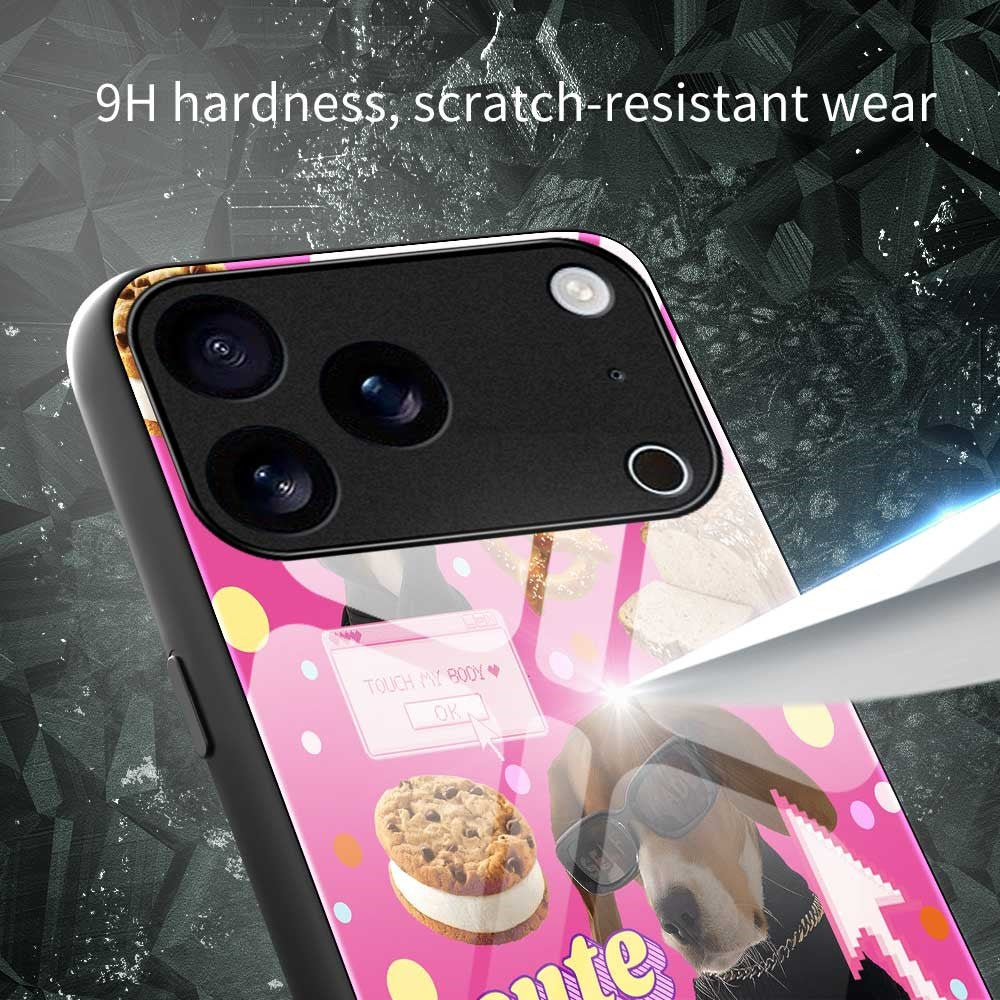 For iPhone 17 Pro Max Case TPU PC Tempered Glass Pattern Printing Anti Drop Phone Back Cover - B0241
