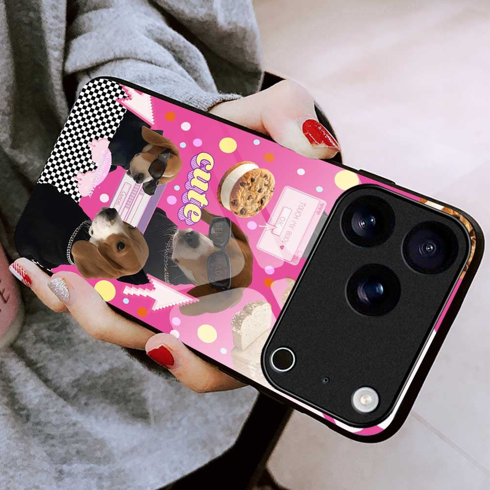 For iPhone 17 Pro Max Case TPU PC Tempered Glass Pattern Printing Anti Drop Phone Back Cover - B0241