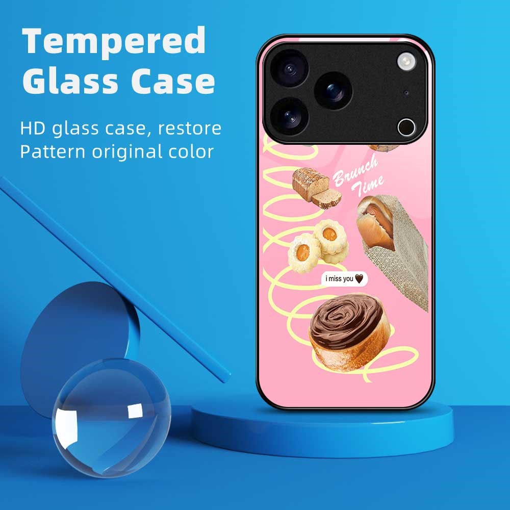 For iPhone 17 Pro Max Case TPU PC Tempered Glass Pattern Printing Anti Drop Phone Back Cover - B0242