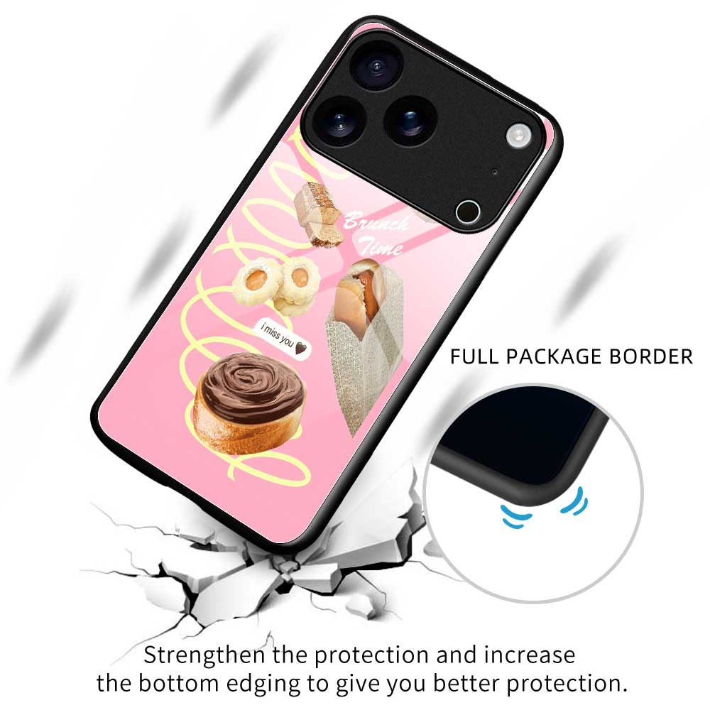 For iPhone 17 Pro Max Case TPU PC Tempered Glass Pattern Printing Anti Drop Phone Back Cover - B0242
