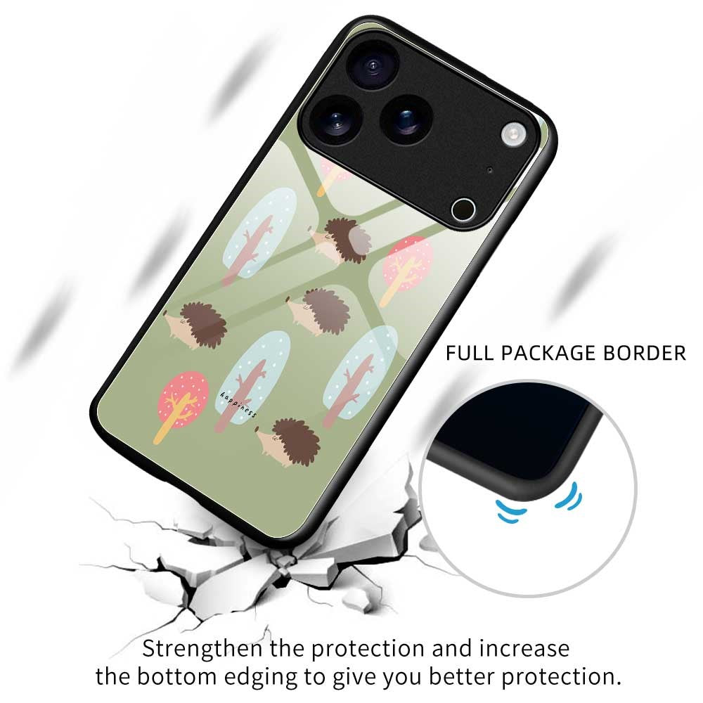 For iPhone 17 Pro Max Case PC TPU Tempered Glass Pattern Printing Anti Drop Phone Back Cover - B0243