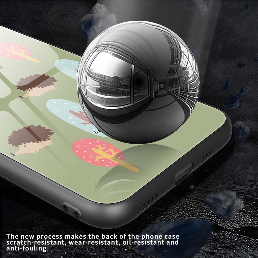 For iPhone 17 Pro Max Case PC TPU Tempered Glass Pattern Printing Anti Drop Phone Back Cover - B0243