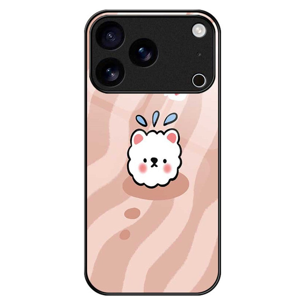 For iPhone 17 Pro Max Case PC TPU Tempered Glass Pattern Printing Anti Drop Phone Back Cover - B0244