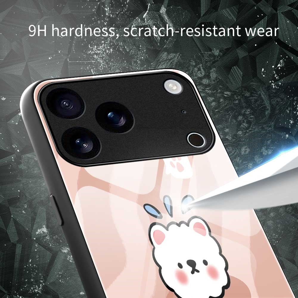 For iPhone 17 Pro Max Case PC TPU Tempered Glass Pattern Printing Anti Drop Phone Back Cover - B0244