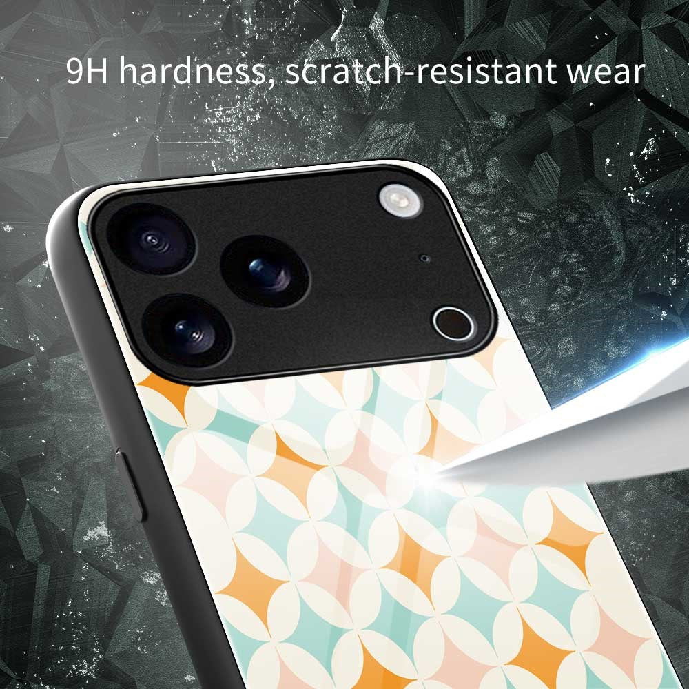 For iPhone 17 Pro Max Case PC TPU Tempered Glass Pattern Printing Anti Drop Phone Back Cover - B0245