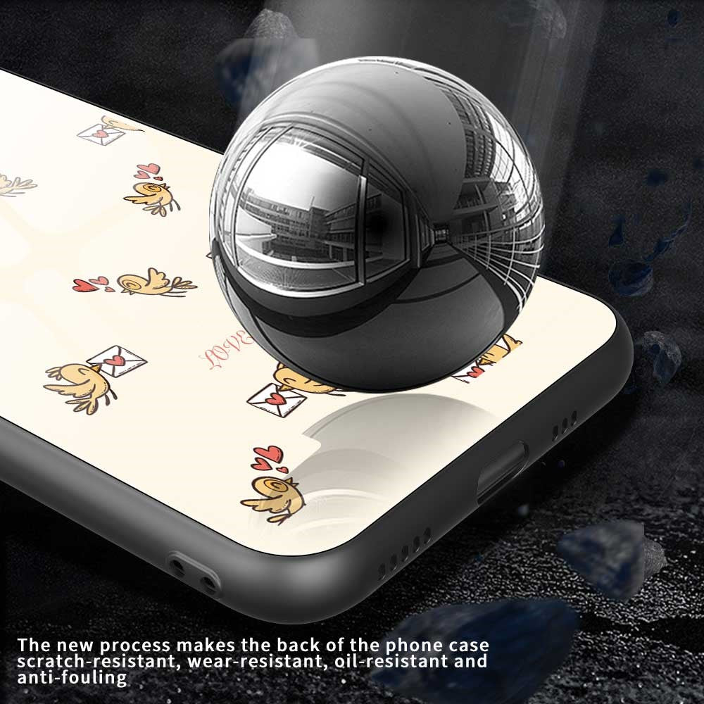 For iPhone 17 Pro Max Case PC TPU Tempered Glass Pattern Printing Anti Drop Phone Back Cover - B0246