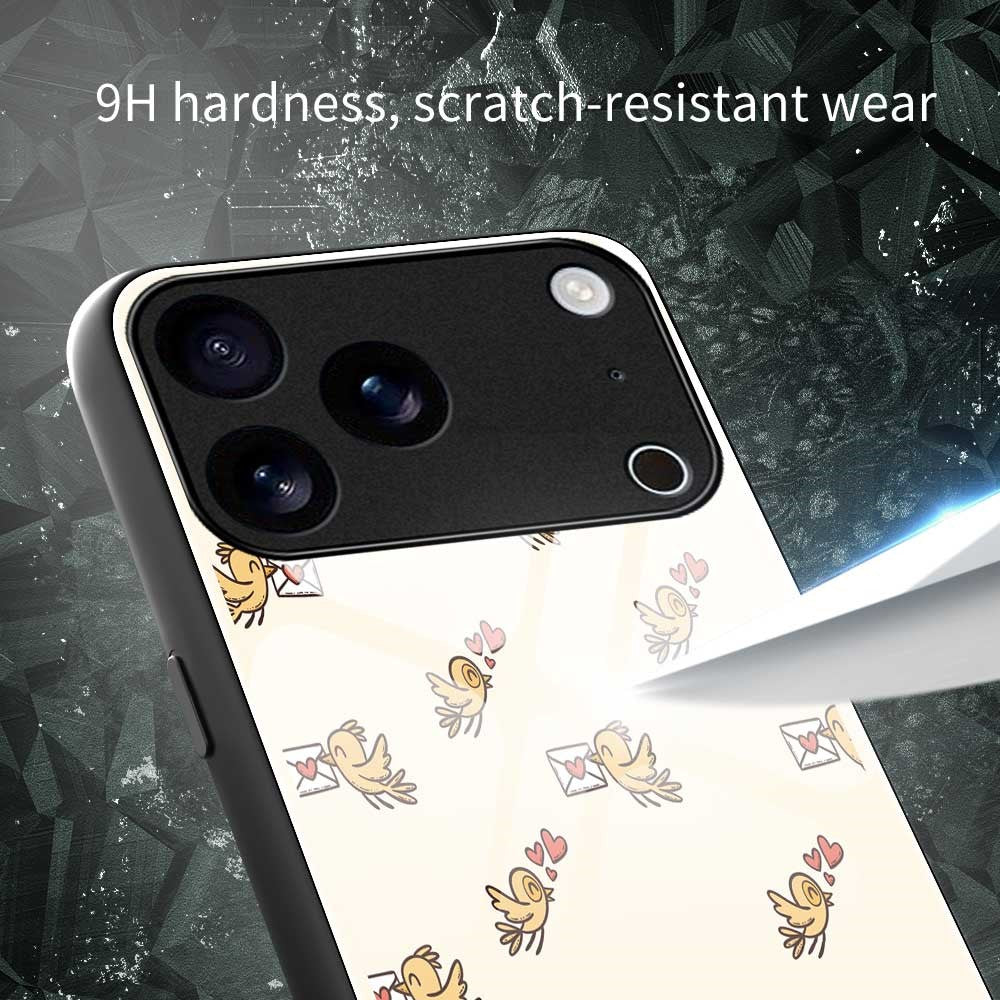For iPhone 17 Pro Max Case PC TPU Tempered Glass Pattern Printing Anti Drop Phone Back Cover - B0246