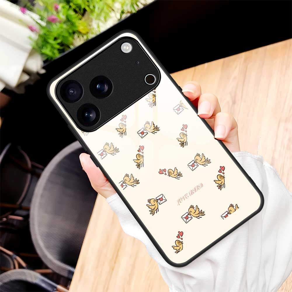 For iPhone 17 Pro Max Case PC TPU Tempered Glass Pattern Printing Anti Drop Phone Back Cover - B0246