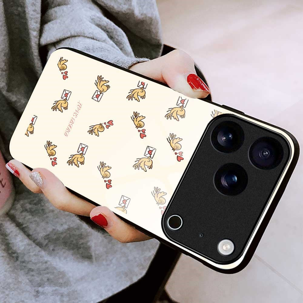 For iPhone 17 Pro Max Case PC TPU Tempered Glass Pattern Printing Anti Drop Phone Back Cover - B0246