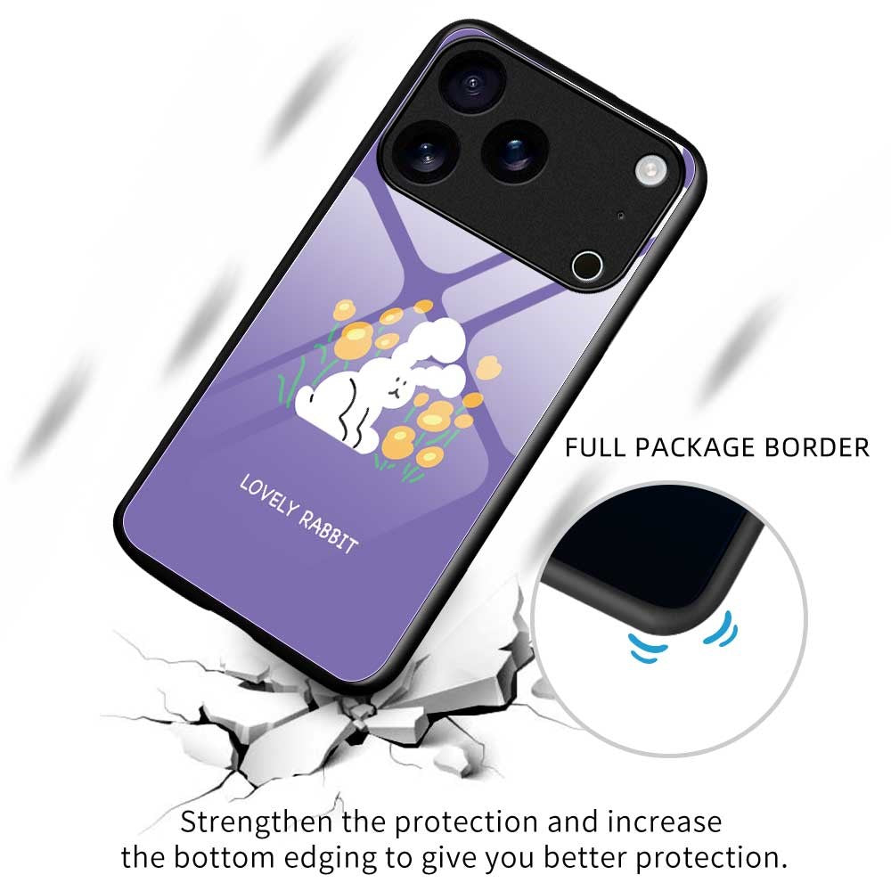 For iPhone 17 Pro Max Case PC TPU Tempered Glass Pattern Printing Anti Drop Phone Back Cover - B0247