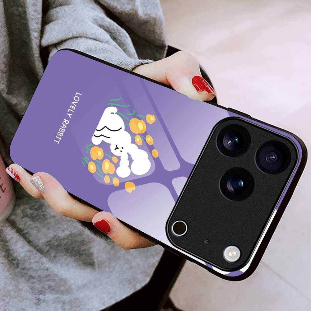 For iPhone 17 Pro Max Case PC TPU Tempered Glass Pattern Printing Anti Drop Phone Back Cover - B0247