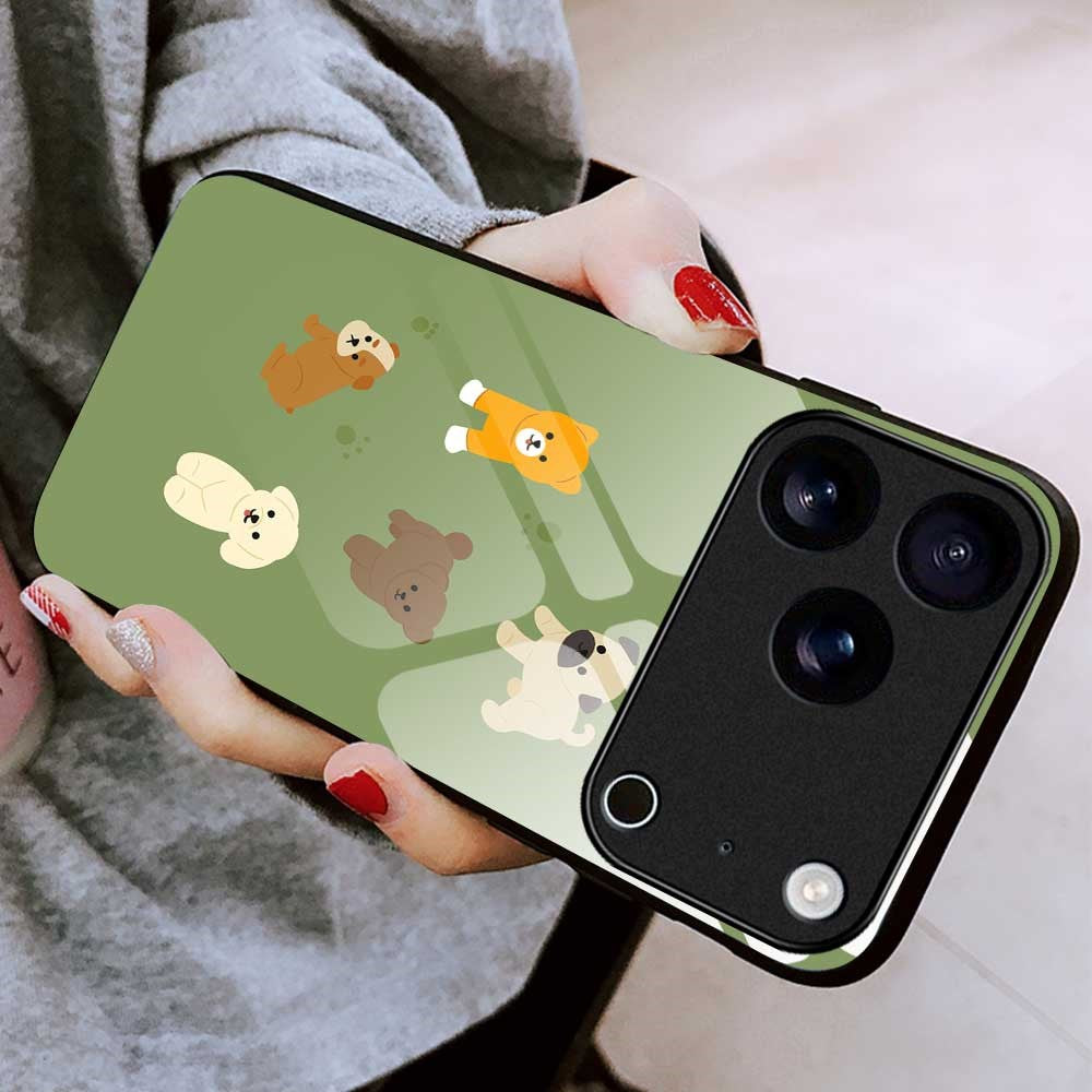 For iPhone 17 Pro Max Case PC TPU Tempered Glass Pattern Printing Anti Drop Phone Back Cover - B0249