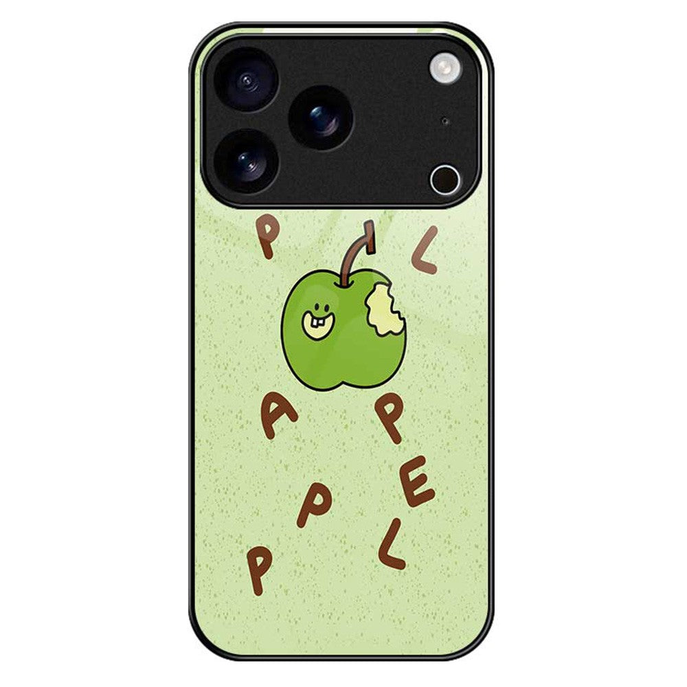 For iPhone 17 Pro Max Case PC TPU Tempered Glass Pattern Printing Anti Drop Phone Back Cover - B0250