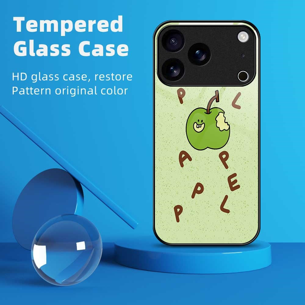 For iPhone 17 Pro Max Case PC TPU Tempered Glass Pattern Printing Anti Drop Phone Back Cover - B0250