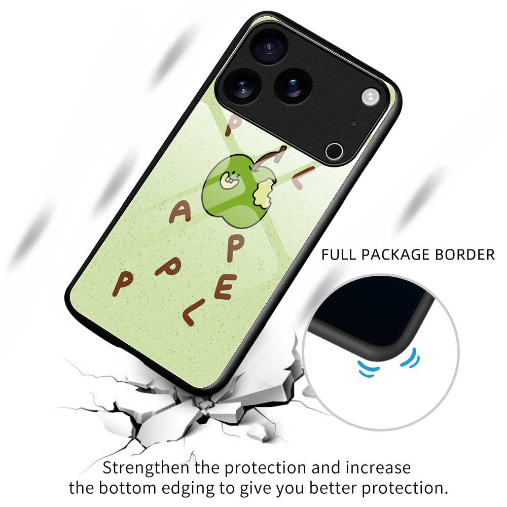 For iPhone 17 Pro Max Case PC TPU Tempered Glass Pattern Printing Anti Drop Phone Back Cover - B0250