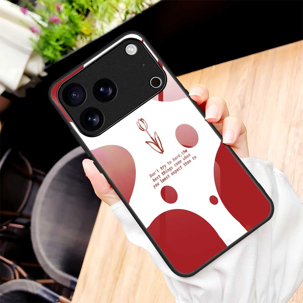 For iPhone 17 Pro Max Case PC TPU Tempered Glass Pattern Printing Anti Drop Phone Back Cover - B0251