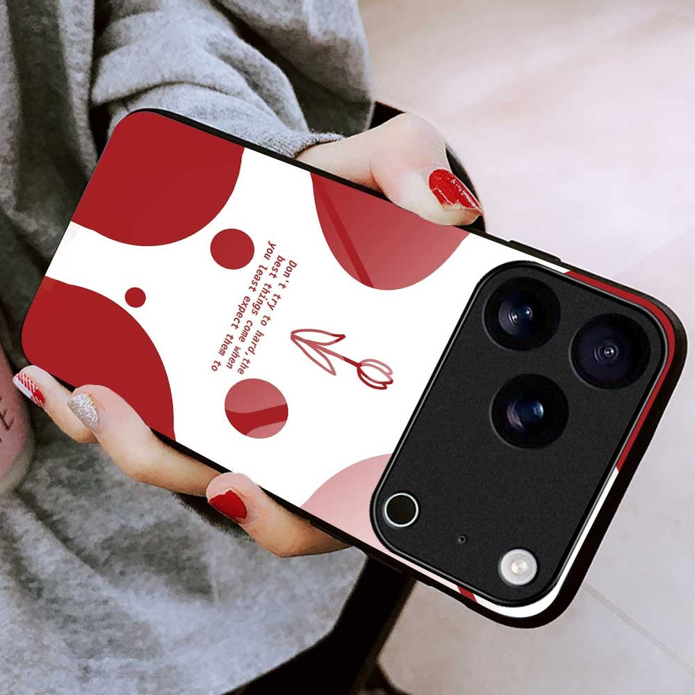 For iPhone 17 Pro Max Case PC TPU Tempered Glass Pattern Printing Anti Drop Phone Back Cover - B0251