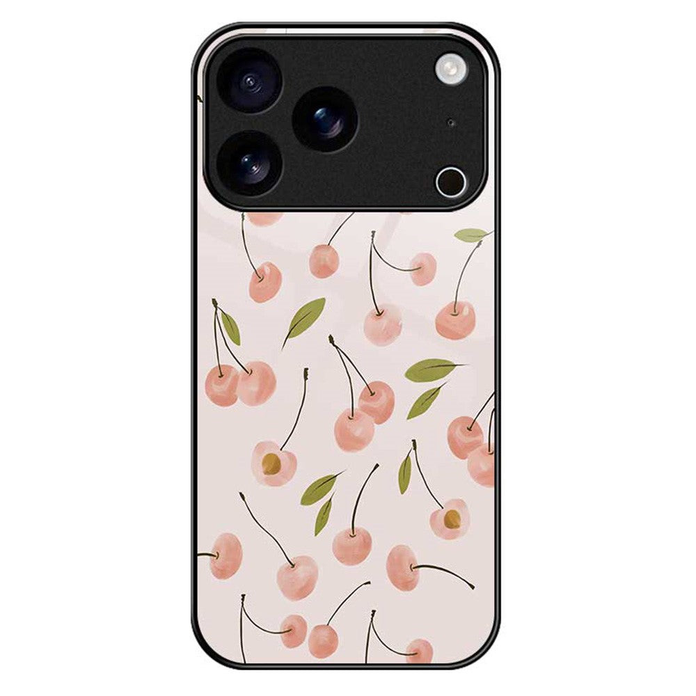 For iPhone 17 Pro Max Case PC TPU Tempered Glass Pattern Printing Anti Drop Phone Back Cover - B0252