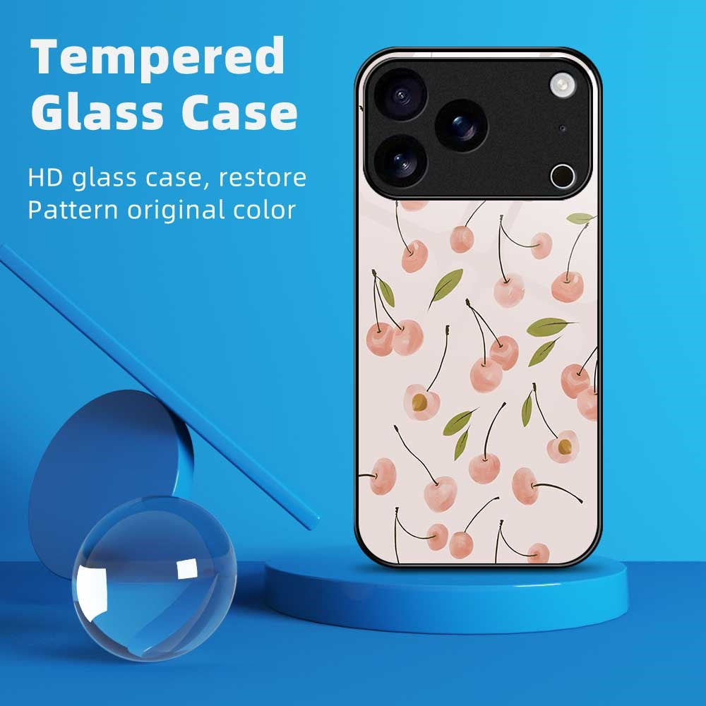 For iPhone 17 Pro Max Case PC TPU Tempered Glass Pattern Printing Anti Drop Phone Back Cover - B0252