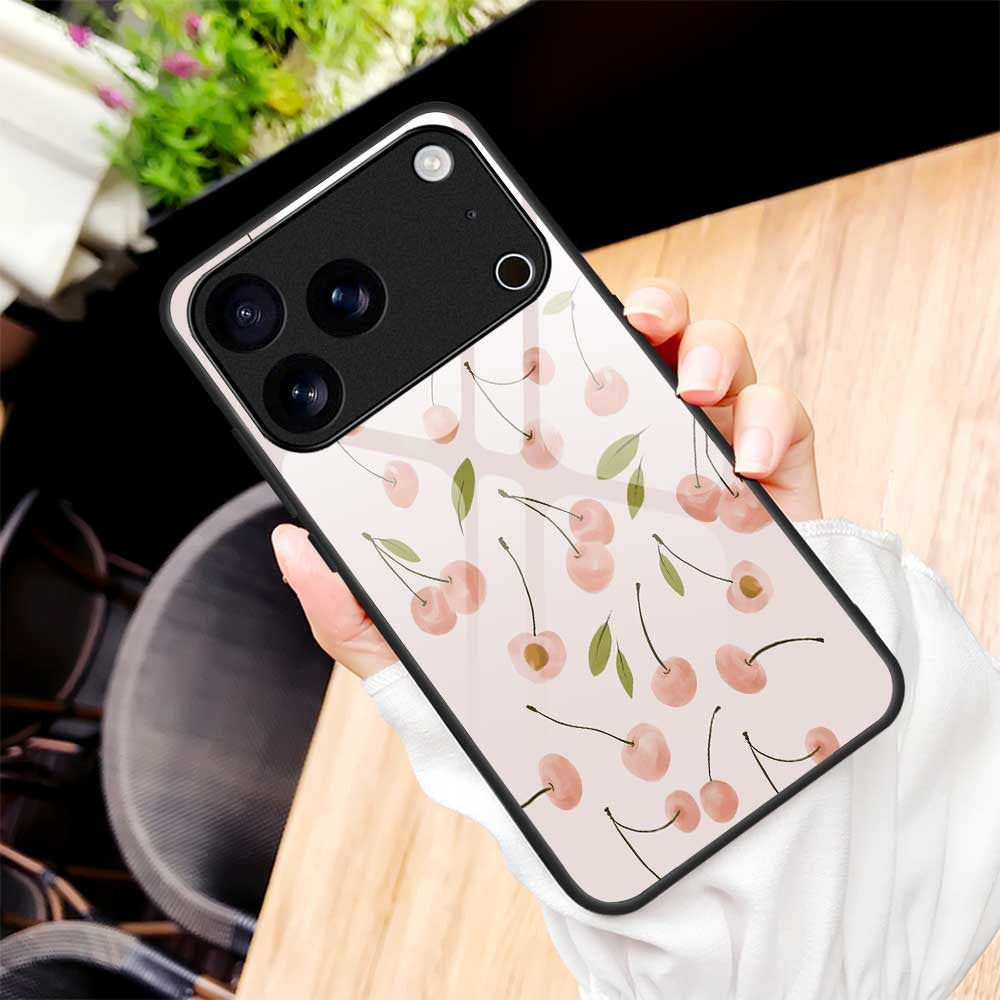For iPhone 17 Pro Max Case PC TPU Tempered Glass Pattern Printing Anti Drop Phone Back Cover - B0252