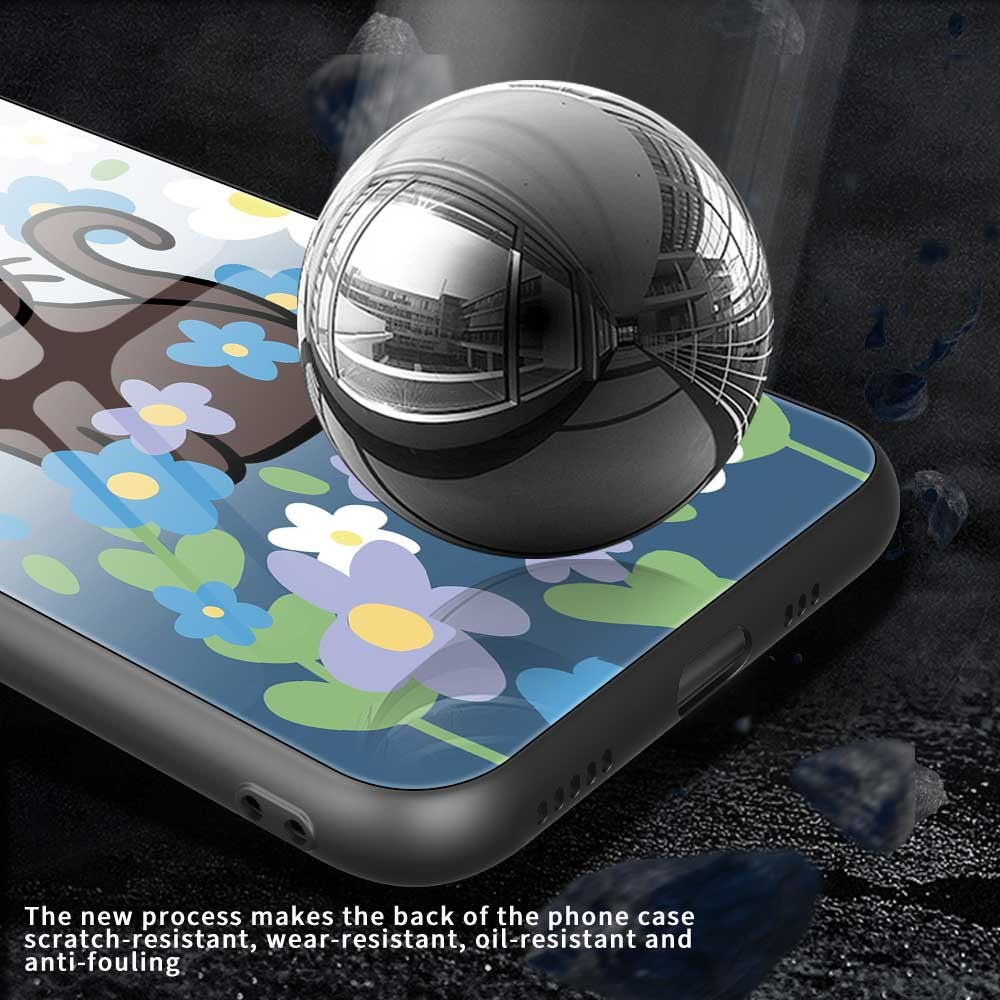 For iPhone 17 Pro Max Case PC TPU Tempered Glass Pattern Printing Anti Drop Phone Back Cover - B0255