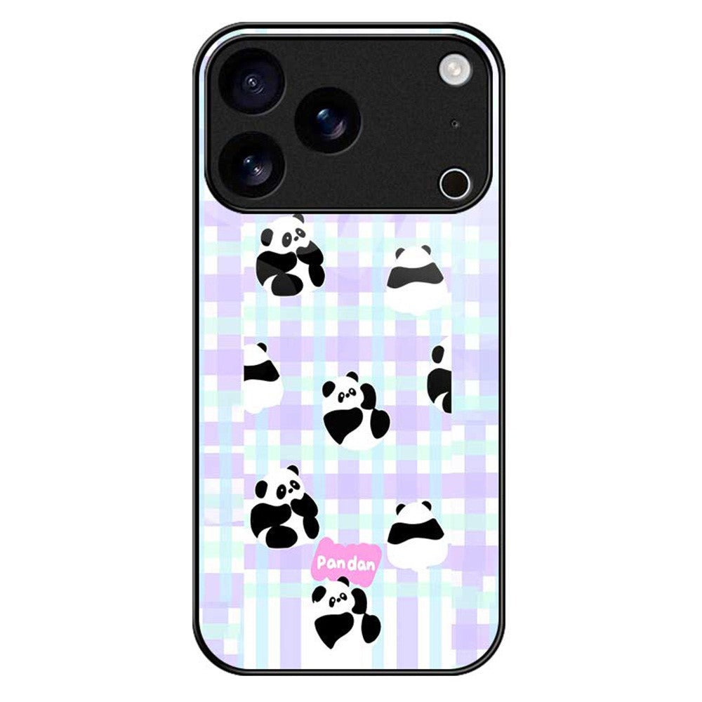 For iPhone 17 Pro Max Case PC TPU Tempered Glass Pattern Printing Anti Drop Phone Back Cover - B0256