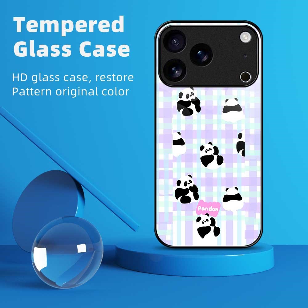 For iPhone 17 Pro Max Case PC TPU Tempered Glass Pattern Printing Anti Drop Phone Back Cover - B0256