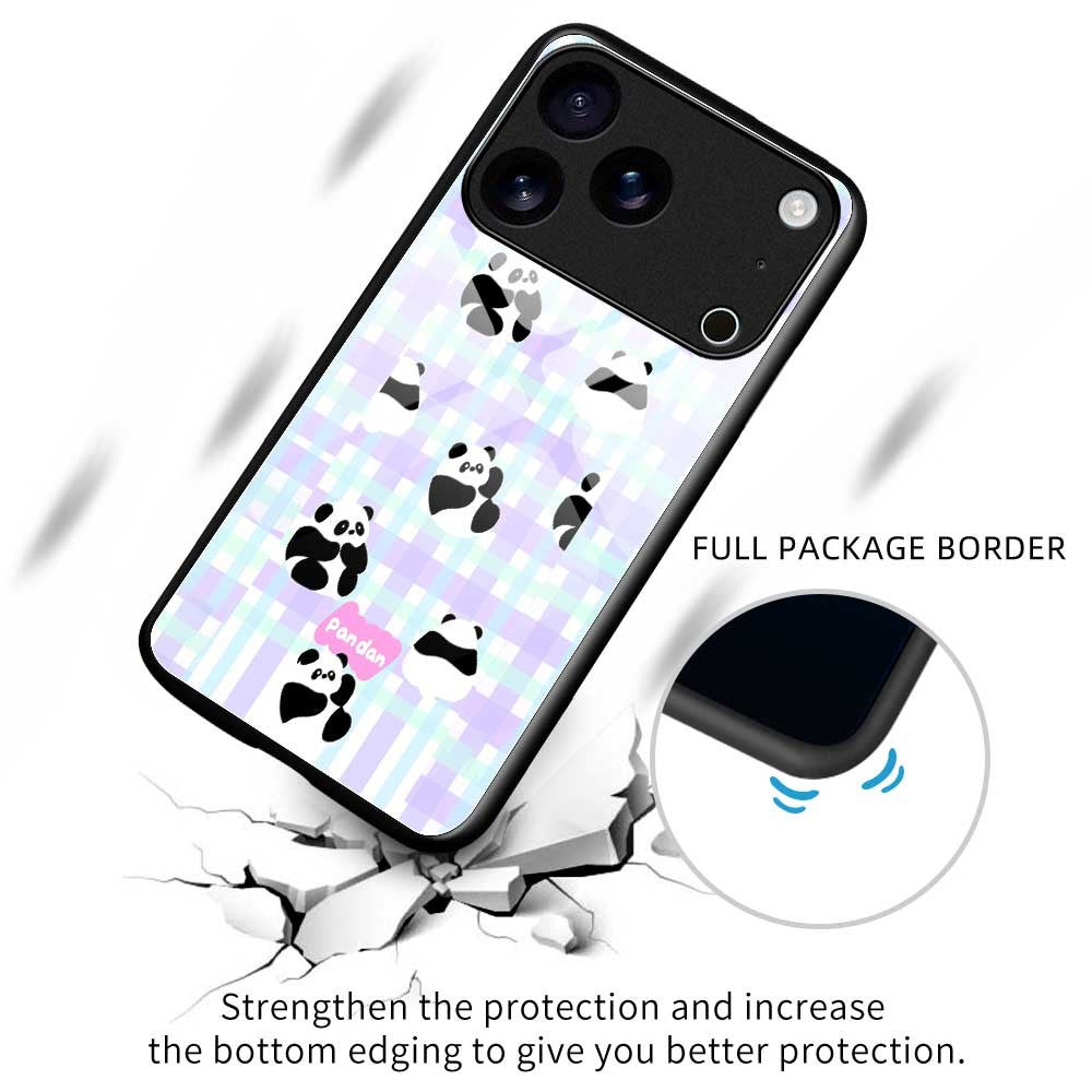 For iPhone 17 Pro Max Case PC TPU Tempered Glass Pattern Printing Anti Drop Phone Back Cover - B0256