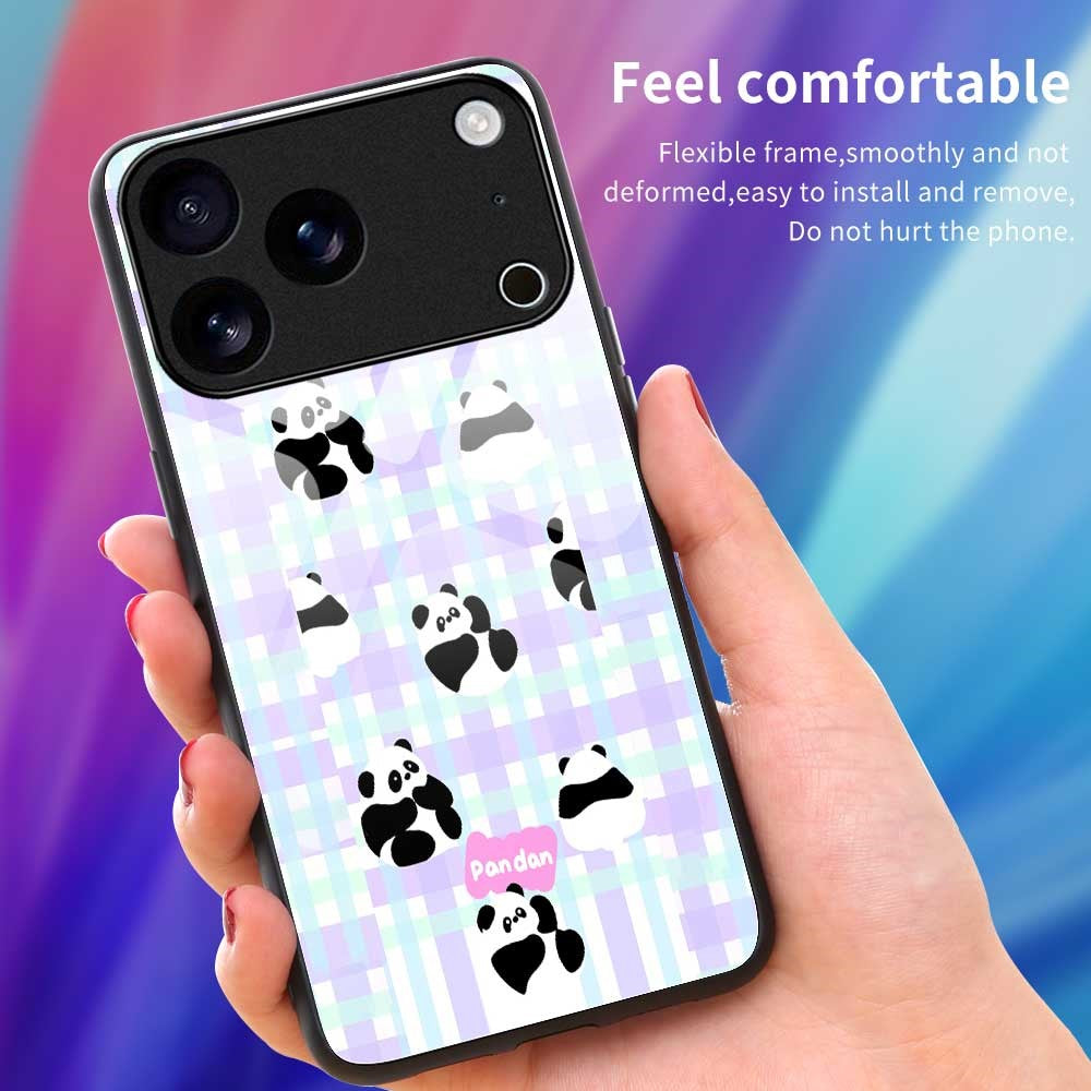 For iPhone 17 Pro Max Case PC TPU Tempered Glass Pattern Printing Anti Drop Phone Back Cover - B0256