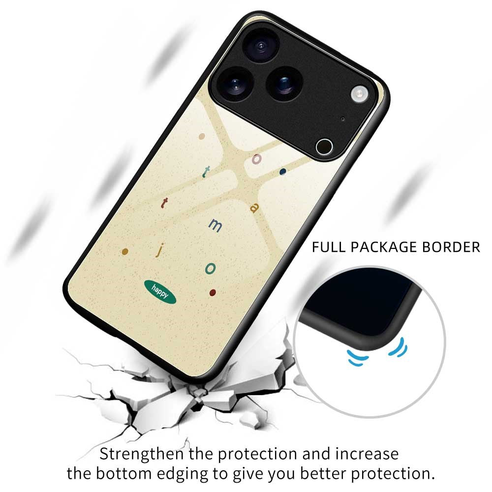 For iPhone 17 Pro Max Case PC TPU Tempered Glass Pattern Printing Anti Drop Phone Back Cover - B0258