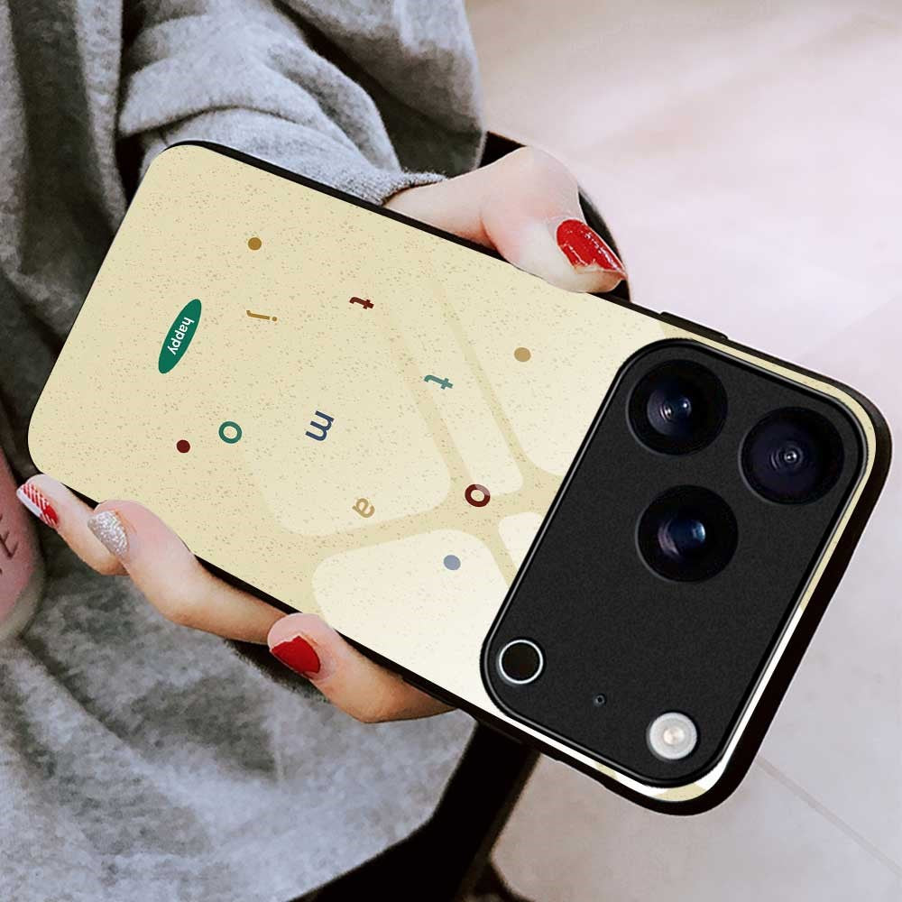 For iPhone 17 Pro Max Case PC TPU Tempered Glass Pattern Printing Anti Drop Phone Back Cover - B0258