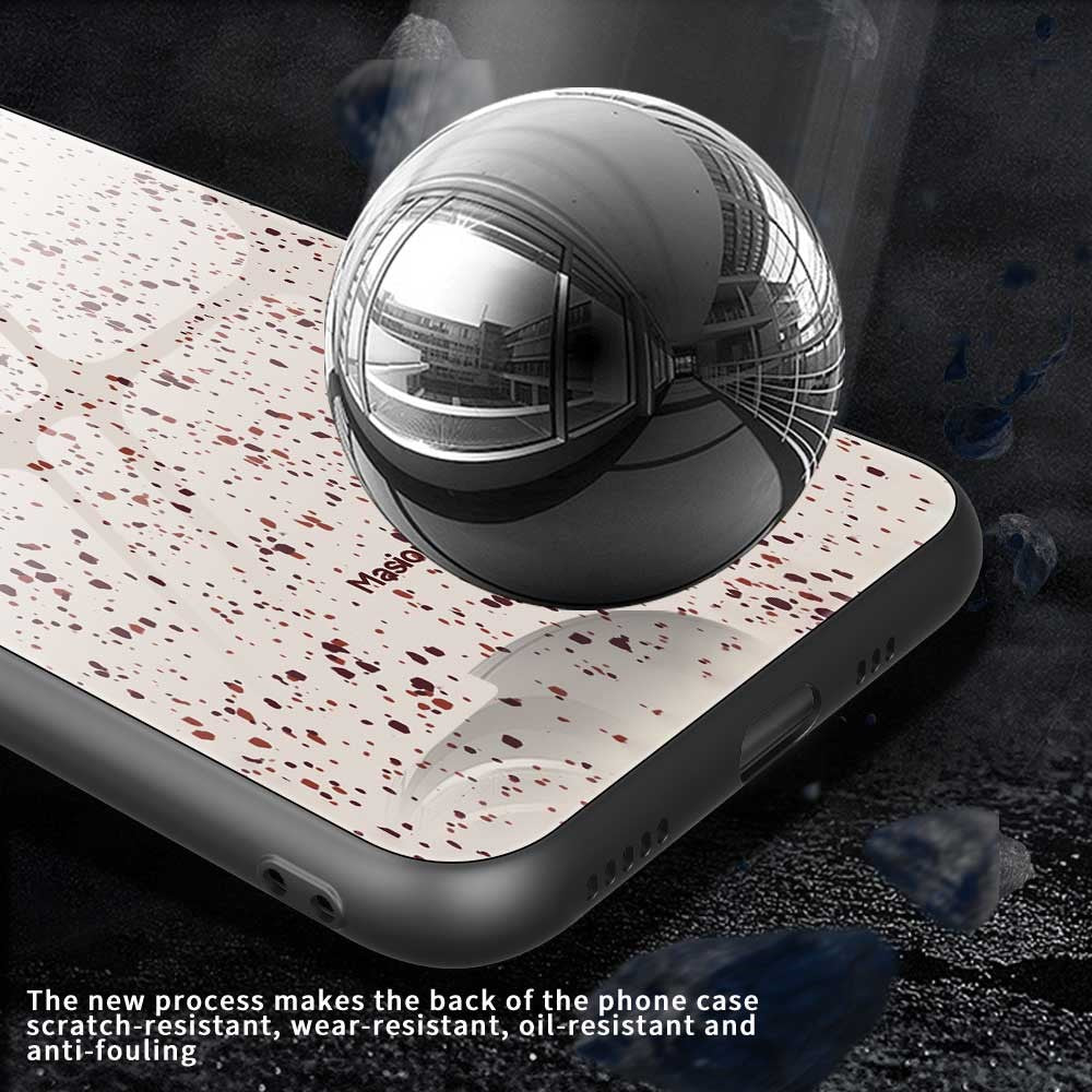 For iPhone 17 Pro Max Case PC TPU Tempered Glass Pattern Printing Anti Drop Phone Back Cover - B0261
