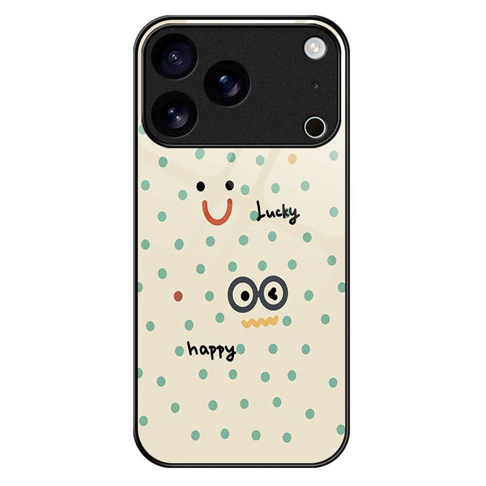 For iPhone 17 Pro Max Case PC TPU Tempered Glass Pattern Printing Anti Drop Phone Back Cover - B0263