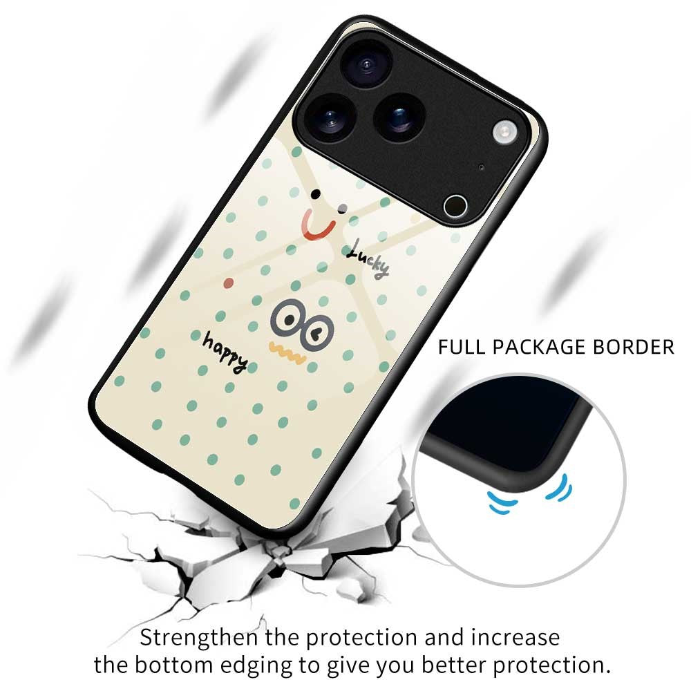 For iPhone 17 Pro Max Case PC TPU Tempered Glass Pattern Printing Anti Drop Phone Back Cover - B0263