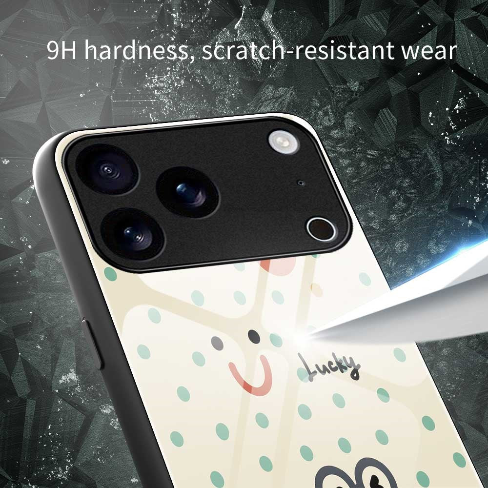 For iPhone 17 Pro Max Case PC TPU Tempered Glass Pattern Printing Anti Drop Phone Back Cover - B0263