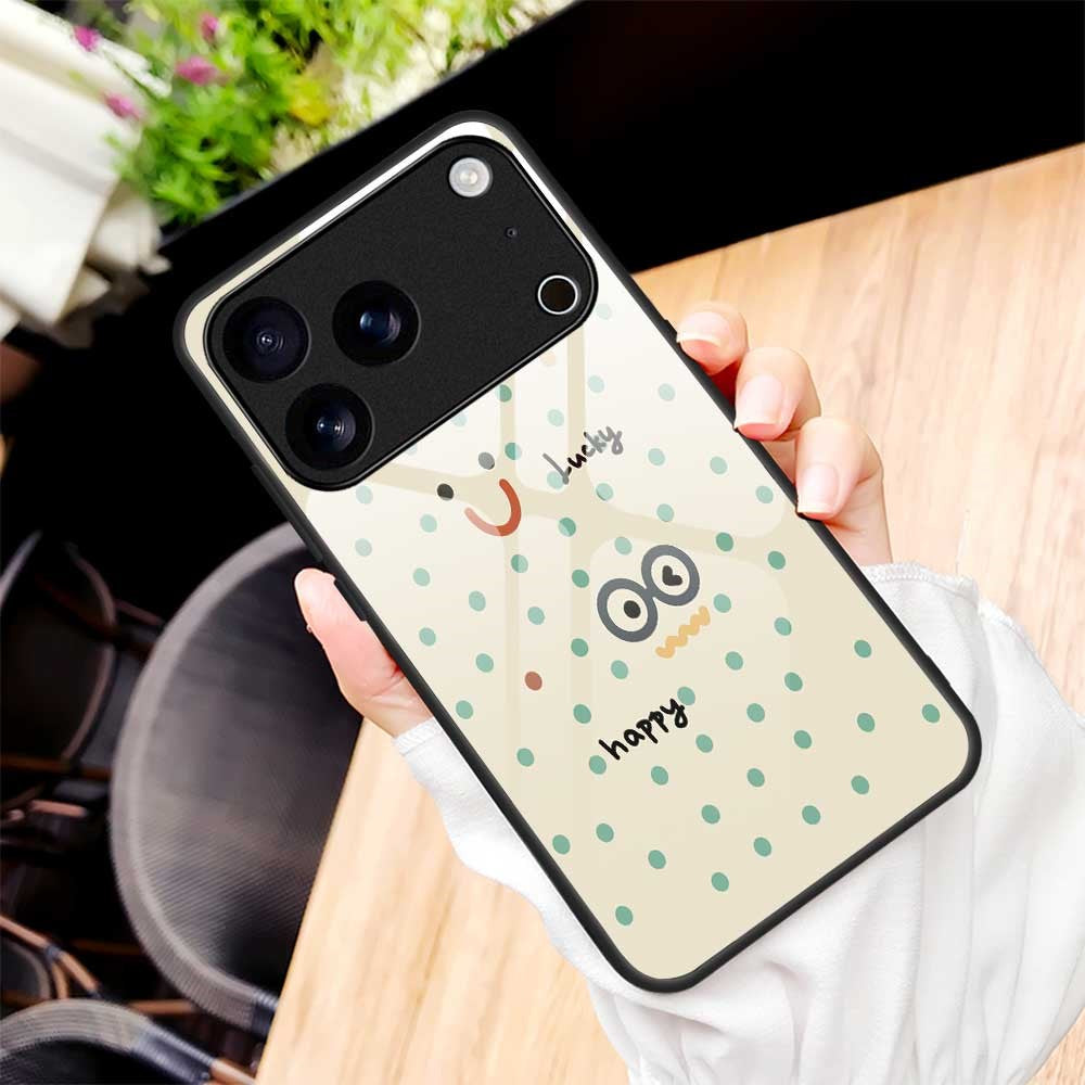 For iPhone 17 Pro Max Case PC TPU Tempered Glass Pattern Printing Anti Drop Phone Back Cover - B0263