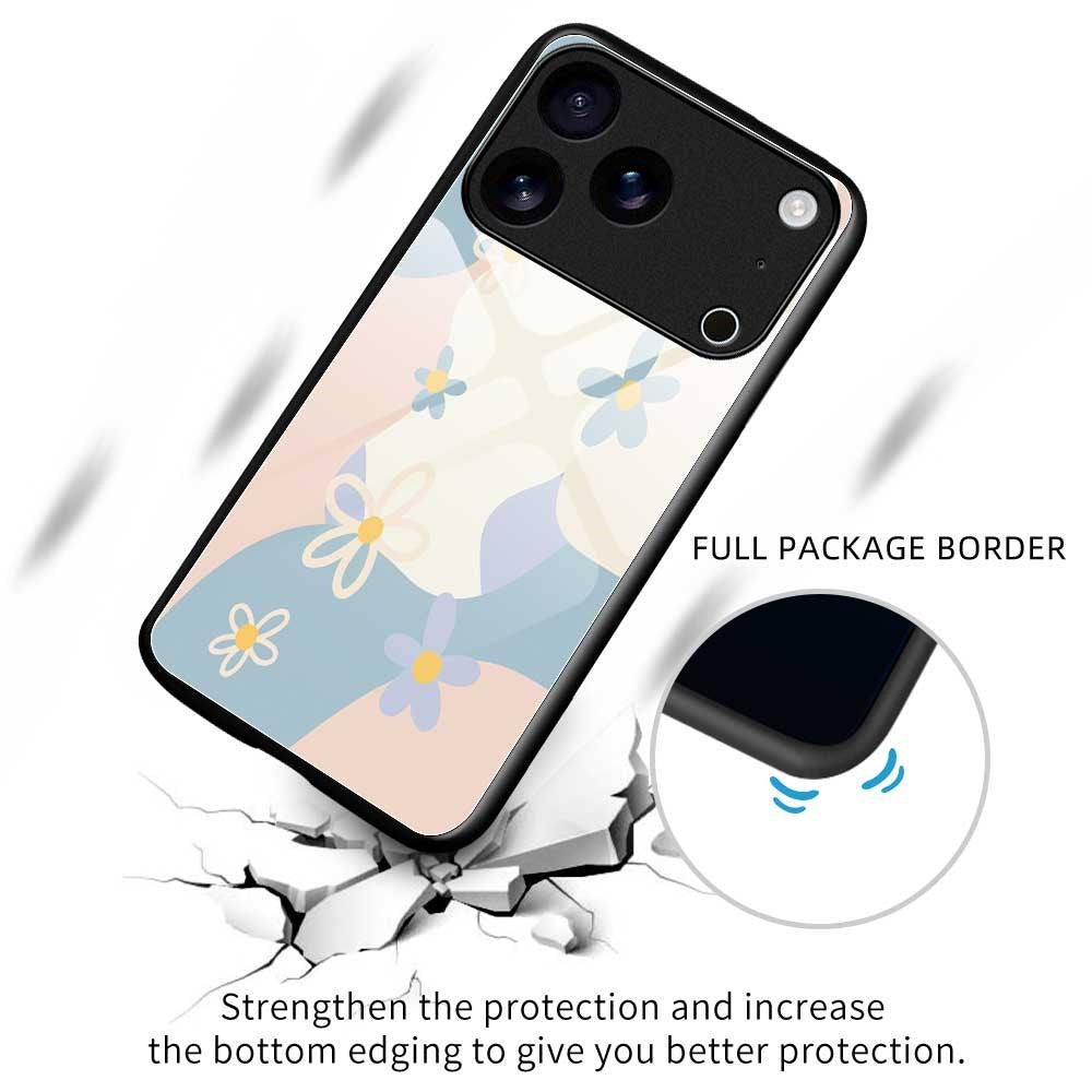 For iPhone 17 Pro Max Case PC TPU Tempered Glass Pattern Printing Anti Drop Phone Back Cover - B0264