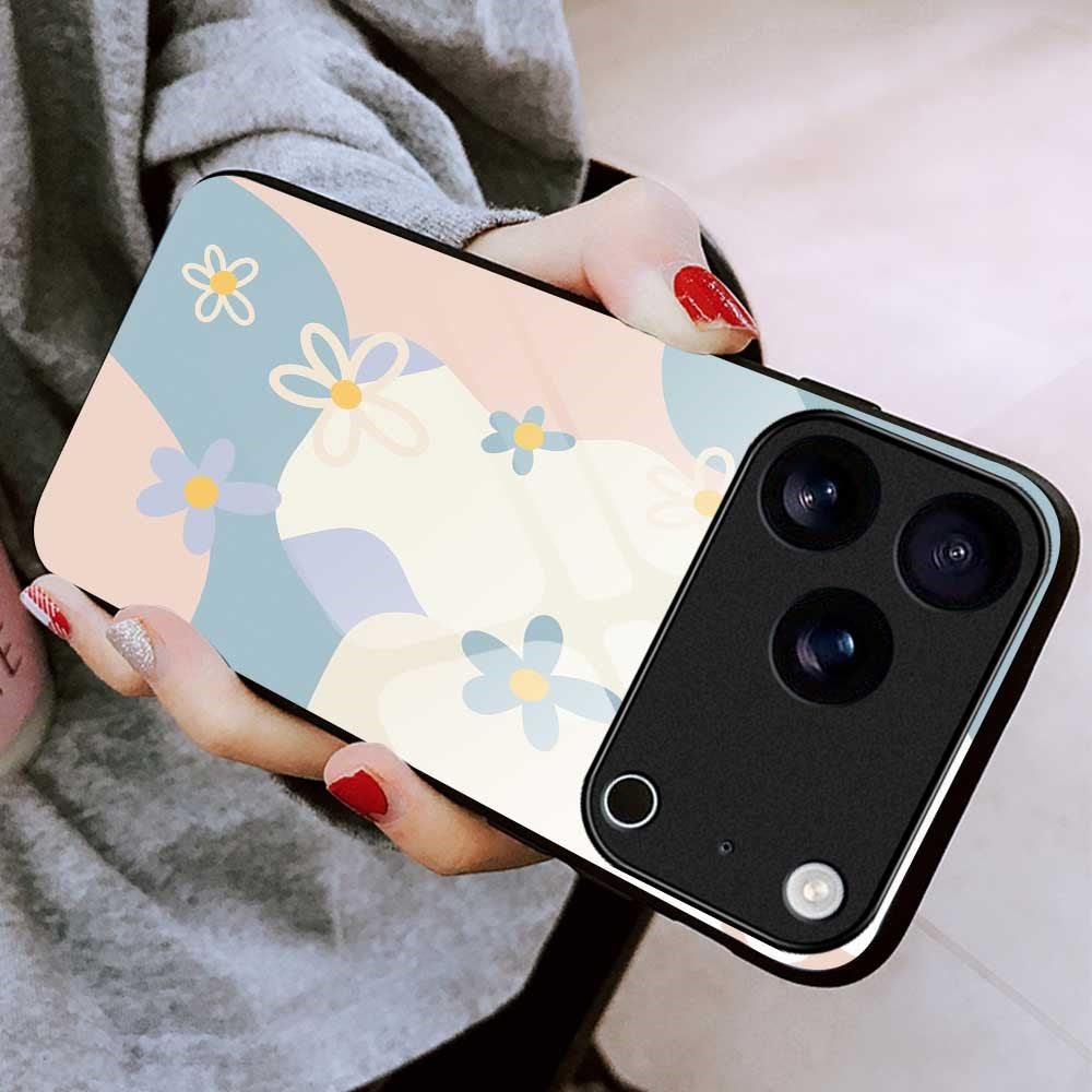 For iPhone 17 Pro Max Case PC TPU Tempered Glass Pattern Printing Anti Drop Phone Back Cover - B0264