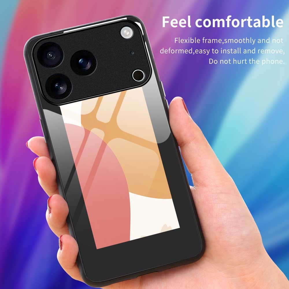 For iPhone 17 Pro Max Case PC TPU Tempered Glass Pattern Printing Anti Drop Phone Back Cover - B0265