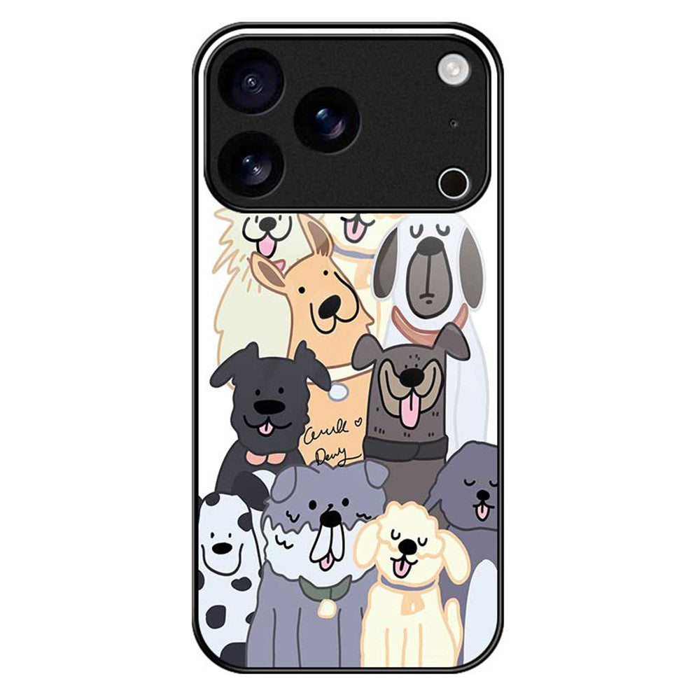 For iPhone 17 Pro Max Case PC TPU Tempered Glass Pattern Printing Anti Drop Phone Back Cover - B0266