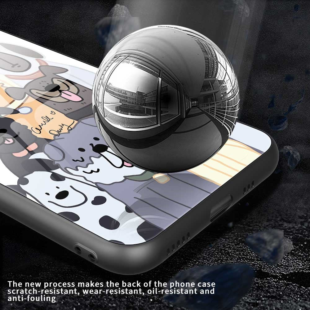 For iPhone 17 Pro Max Case PC TPU Tempered Glass Pattern Printing Anti Drop Phone Back Cover - B0266
