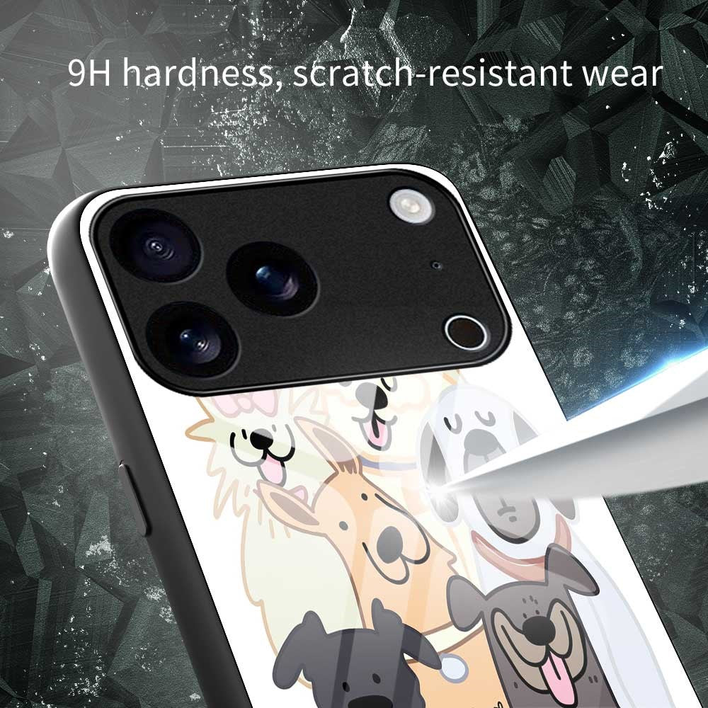 For iPhone 17 Pro Max Case PC TPU Tempered Glass Pattern Printing Anti Drop Phone Back Cover - B0266