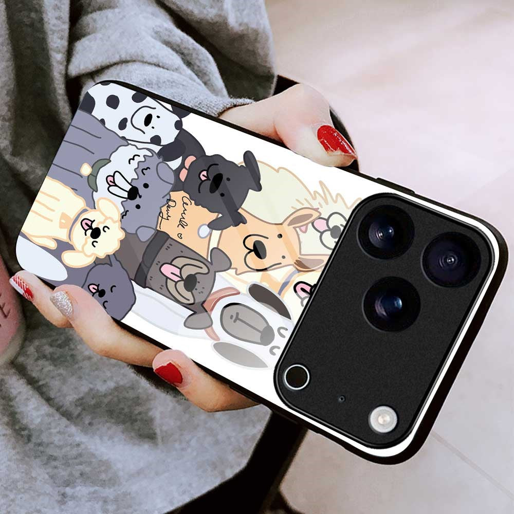 For iPhone 17 Pro Max Case PC TPU Tempered Glass Pattern Printing Anti Drop Phone Back Cover - B0266