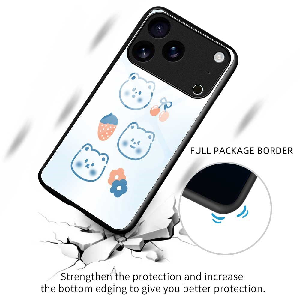 For iPhone 17 Pro Max Case PC TPU Tempered Glass Pattern Printing Anti Drop Phone Back Cover - B0267