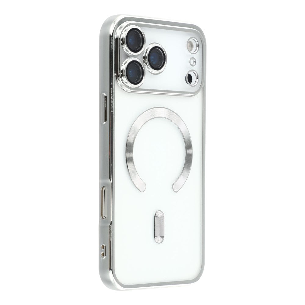 For iPhone 17 Pro Max Case Compatible with MagSafe Electroplated TPU Phone Cover with Lens Film - Silver
